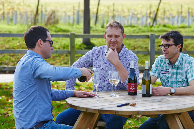 John Worontschak, Mike Florence and Matthieu Elzinga, co-owners of Litmus Wines 
