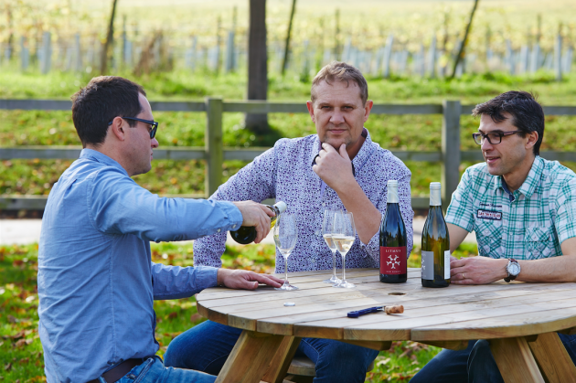 John Worontschak, Mike Florence and Matthieu Elzinga, co-owners of Litmus Wines