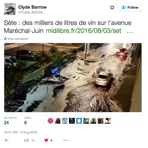 Wine floods the town of Sète